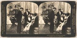 Stereoskopi. I ballsalen etter bryllupet, ukjent sted.
