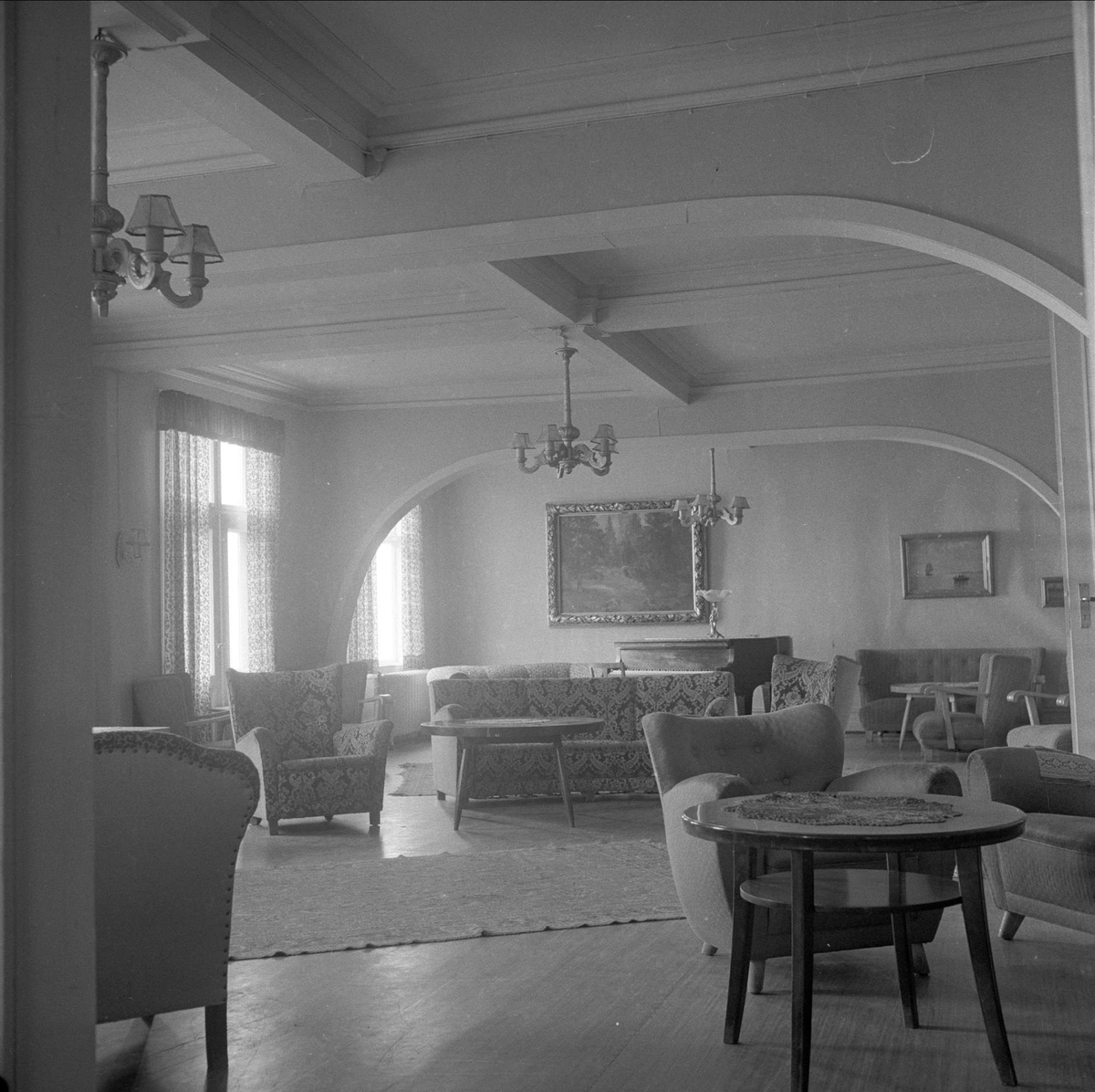 Breidablikk turisthotell, Sør-Aurdal, mai 1957. Interiør.
