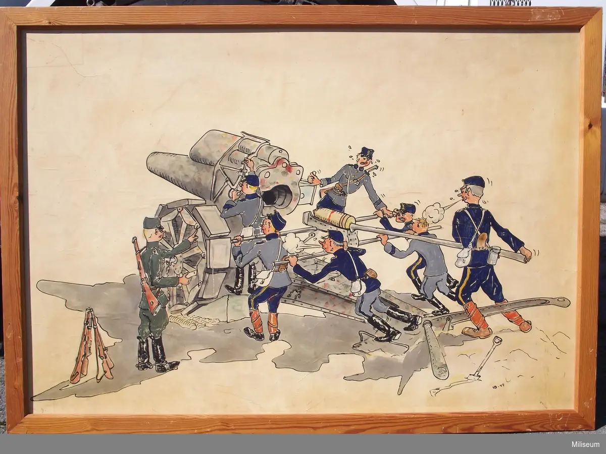 Akvarell föreställande 21 cm haubits m/1917