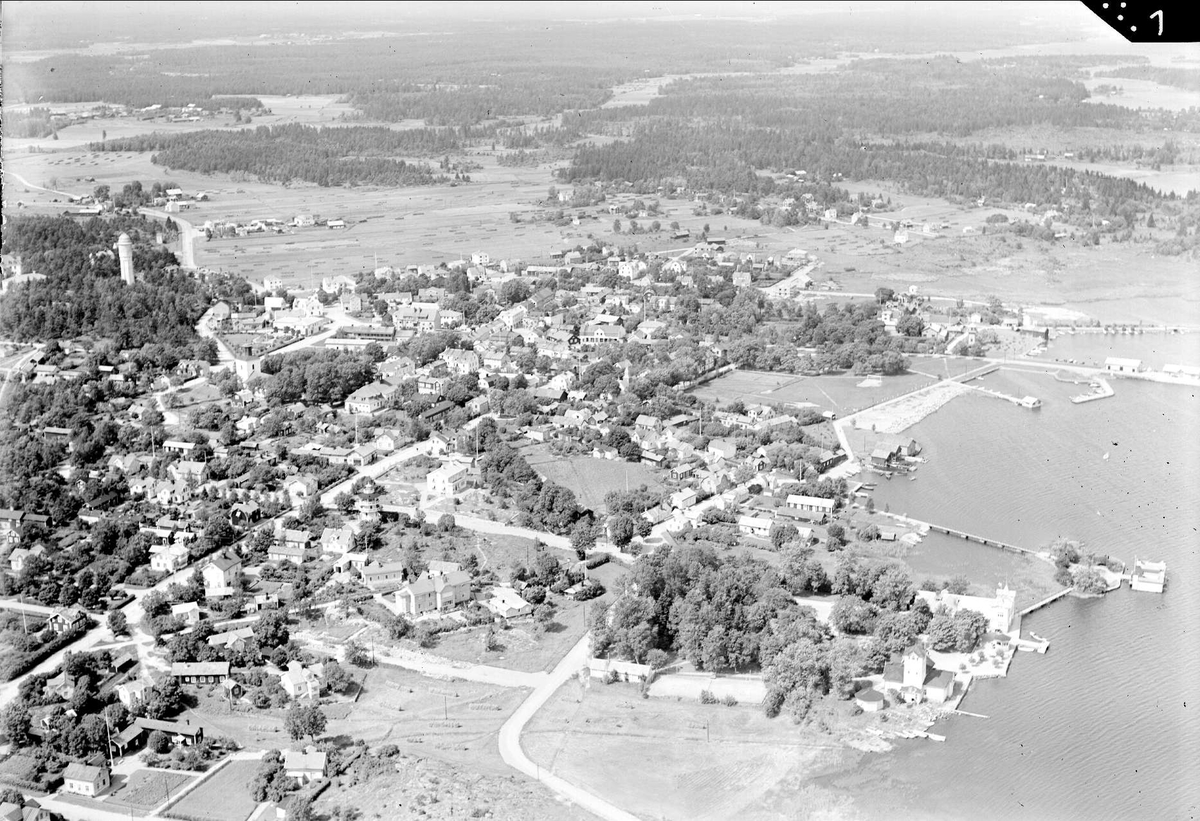 Flygfoto över Östhammar, Uppland 1939