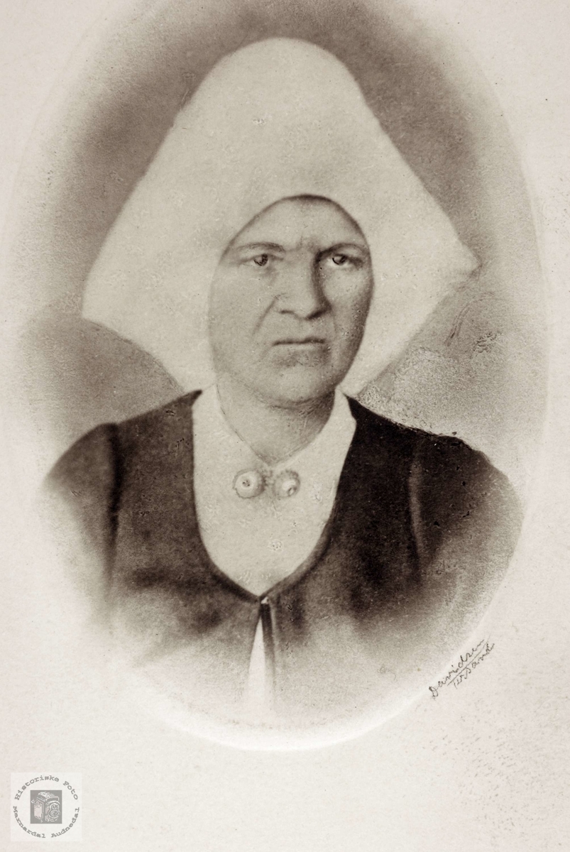 Portrett av lensmannsfrue Joran Høyland gift Refsnes. Grindheim Audnedal.