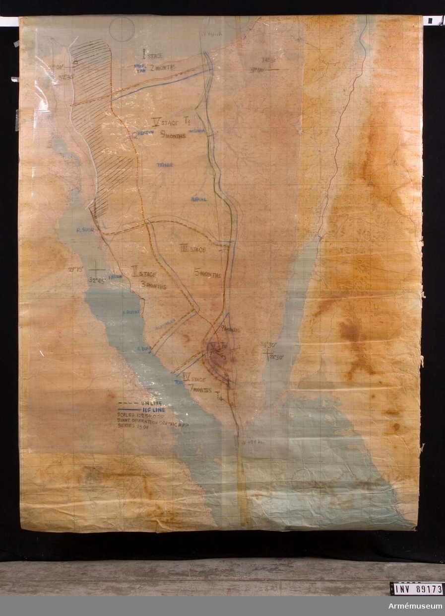Kartor. FN-zoner, Egypten/Israel. 1975-79. 2 st kartor över olika FN zoner i Egypten och Israel.