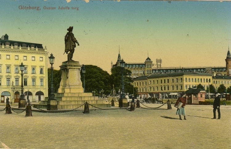 Notering på kortet: Göteborg, Gustav Adolfs torg.