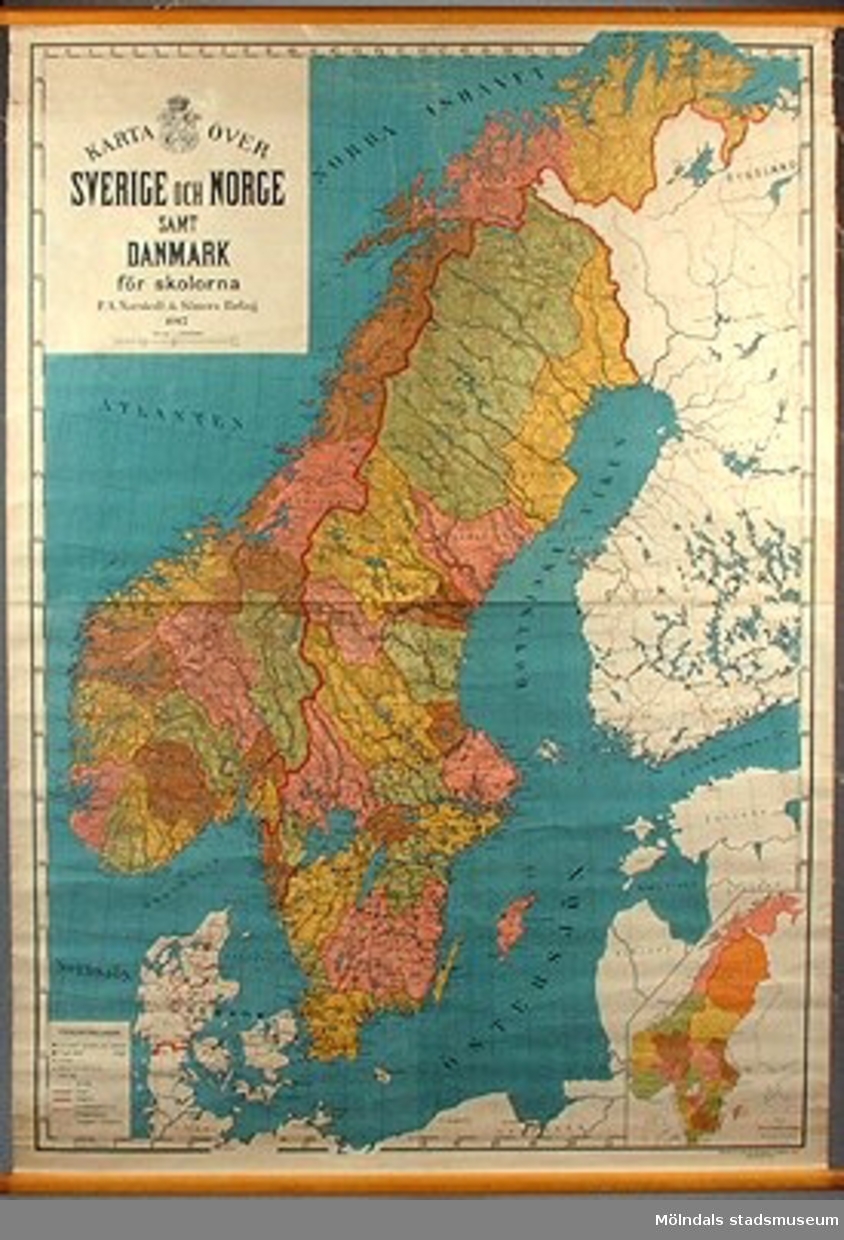 Geografisk karta över Sverige, Norge samt Danmark.