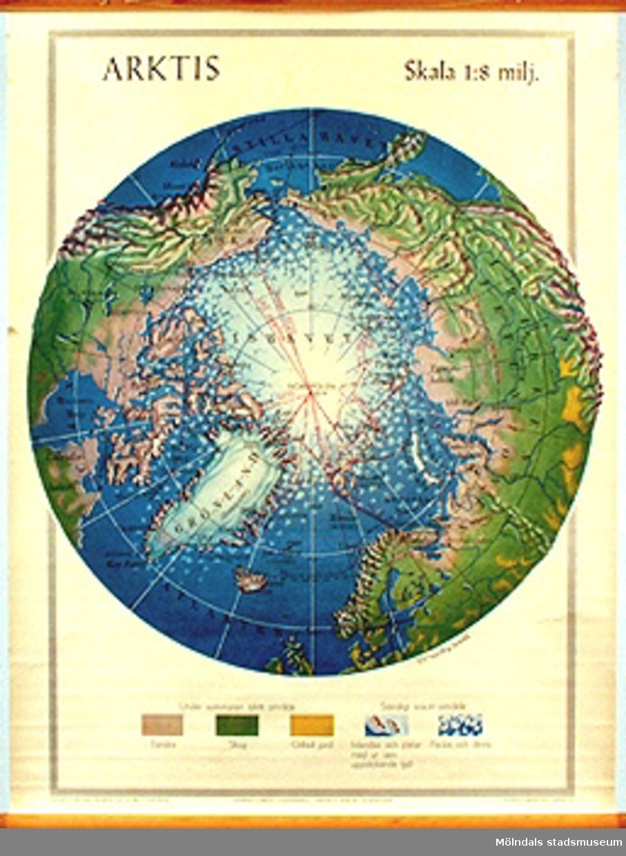 Skolkarta över Arktis. Skala 1:8 miljoner, märkt nr 24.