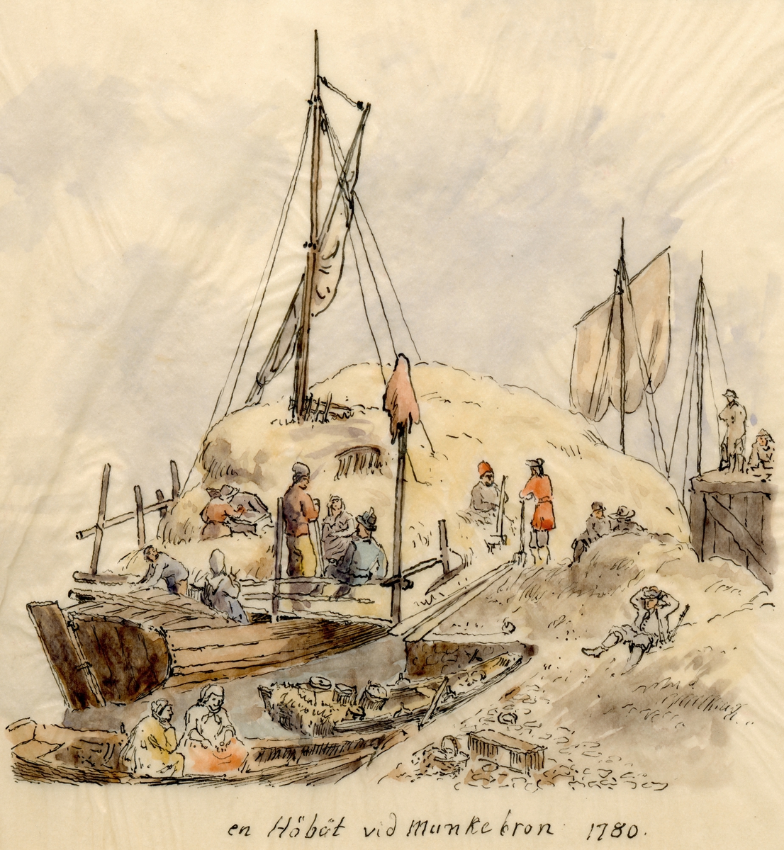 Teckning: "En Höbåt vid Munkebron 1780"