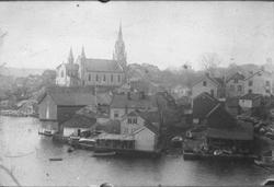 Foto av eldre foto av Kirkebukta før bybrannen 1886