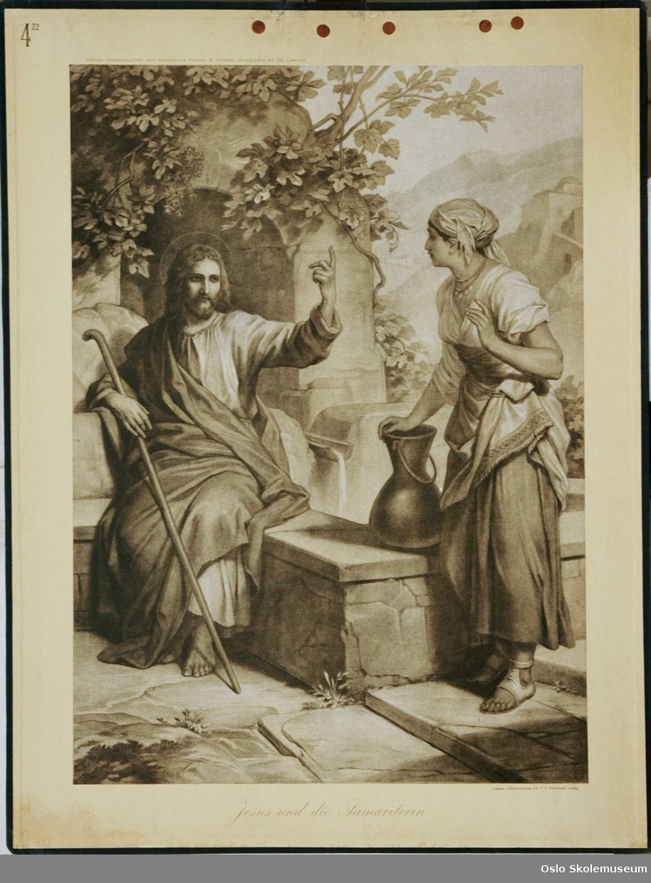 Bibelhistorie: Jesus møter den samaritanske kvinnen ved brønnen.