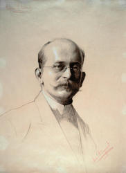Portrett av: Birkeland, Olaf Kristian Bernhard [blyanttegnin