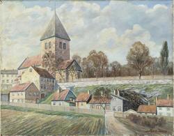 Gamle Aker kirke og Telthusbakken [Forstadsmotiv]