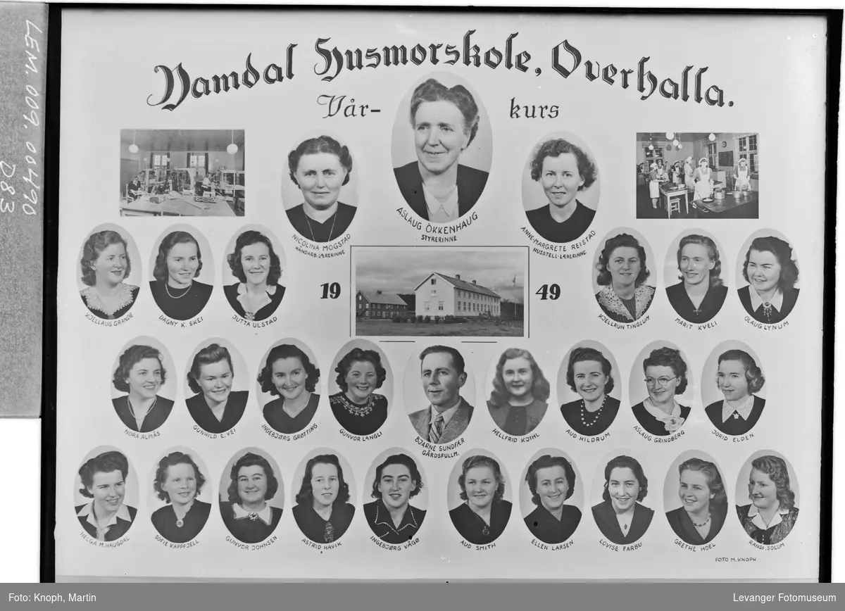 Namdal Husmorskole, Overhalla. Vårkurs, 1949.