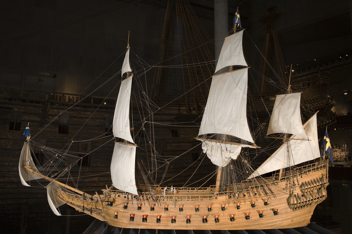 Modellen av Vasa innan bemålningen