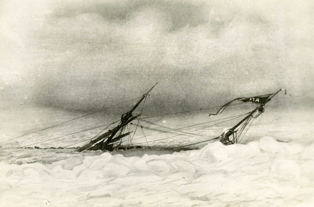 D/S Antarctic (b.1871, J. Jørgensen, Drammen) i isen. Rederi: Rederiactieselskabet ”Antarctic” (Svend Foyn).
