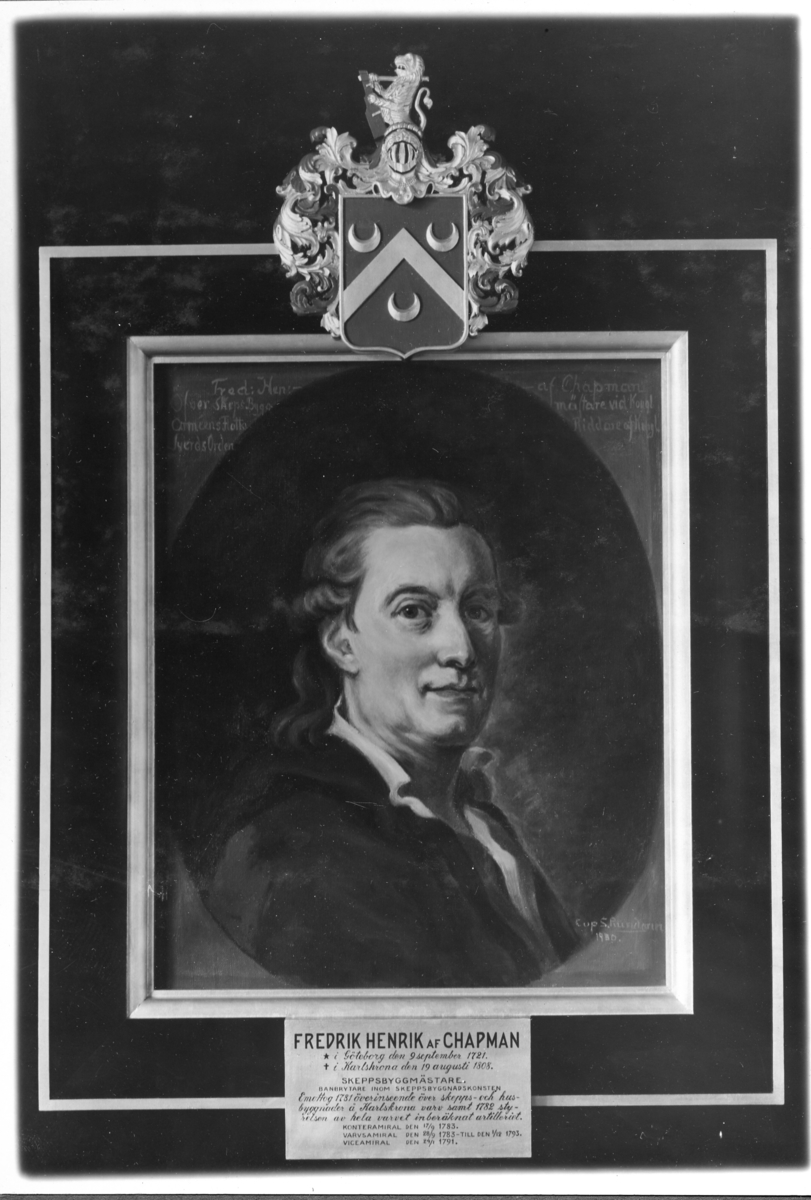 Amiralen och skeppsbyggmästaren Fredrik Henrik af Chapman. Född i Göteborg den 9/9 1721 död i Karlskrona 19/8 1808