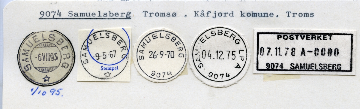 Stempelkatalog  9074 Samuelsberg, Kåfjord kommune, Troms