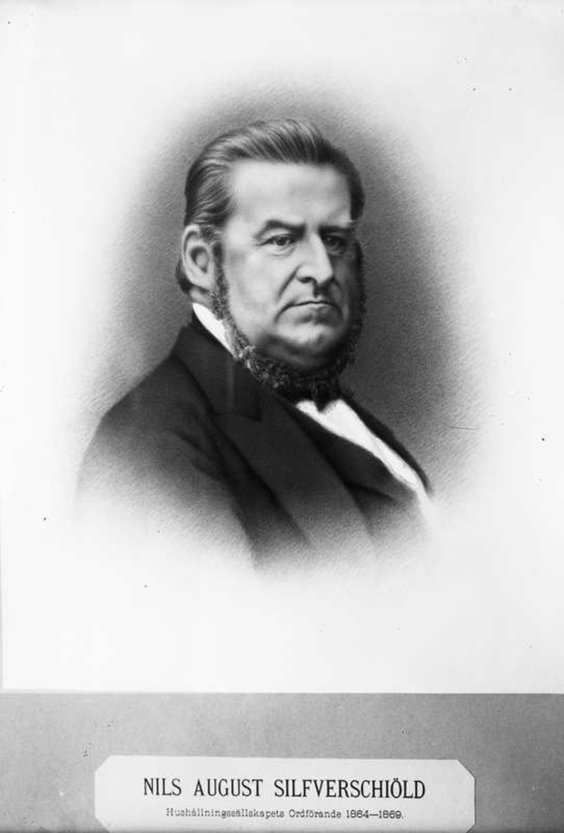 Nils August Silfverschiöld (1816–1869), hushållningssällskapets ordförande 1864 - 1869.