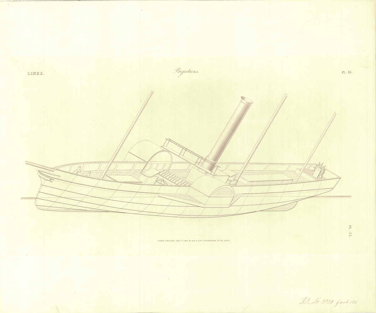 Ritning över ångfartyg från 1860-tal