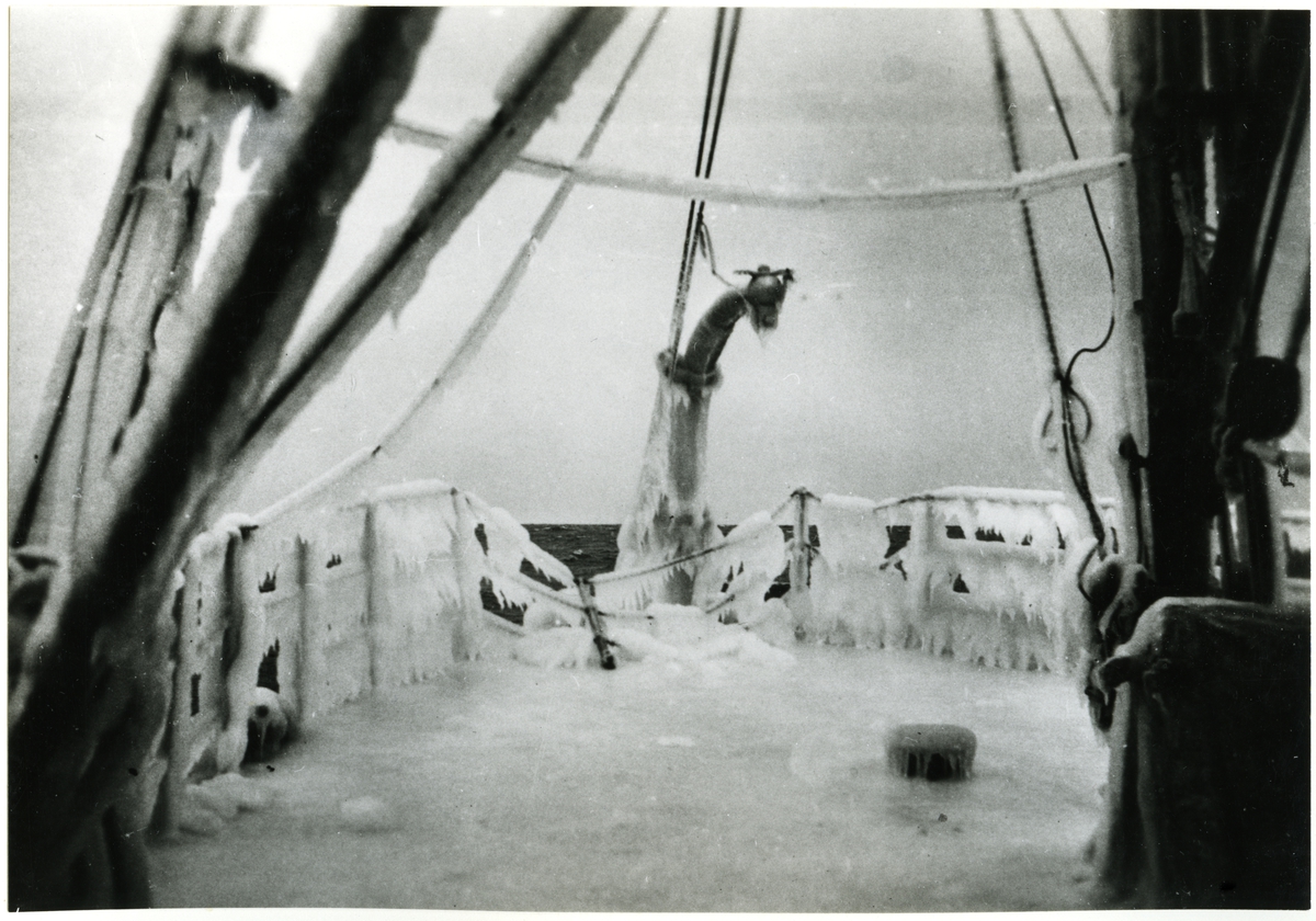 [från fotobeskrivningen:] "Fyrskeppet FINNGRUNDET vintern 1949"