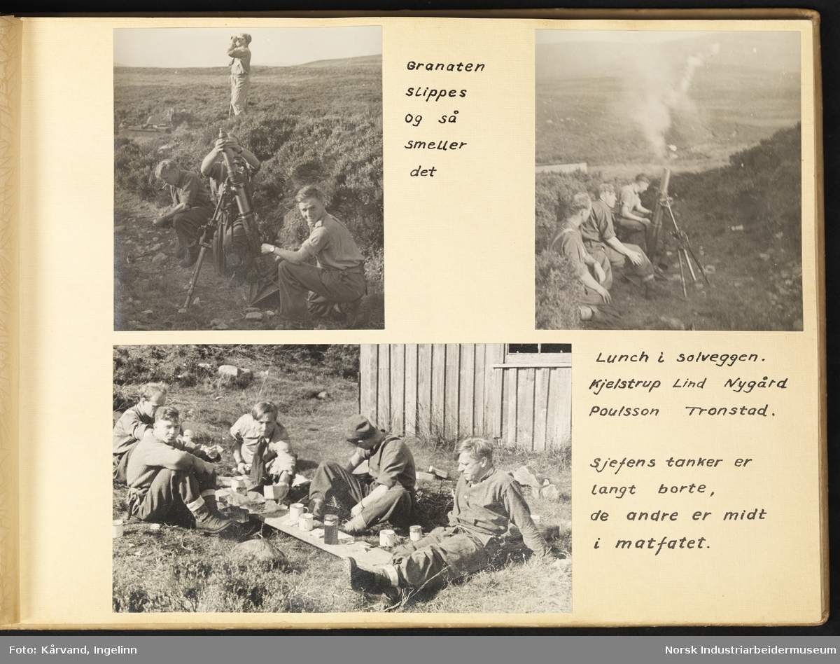 Krigsfoto med hovedvekt på Sunshine opreasjonen, trening i Skottland og spesielt Leif Tronstad. Alle fotografier har tilhørende motivtekst.