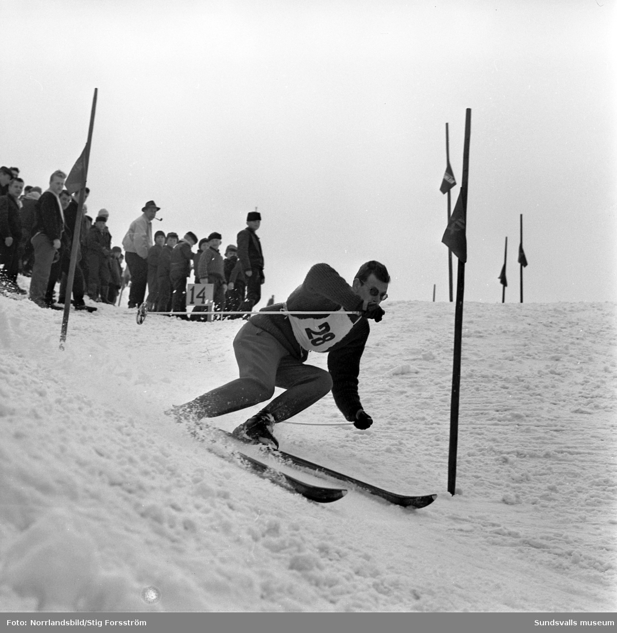 Slalomtävling på Södra berget med norska gutter som gör volter.