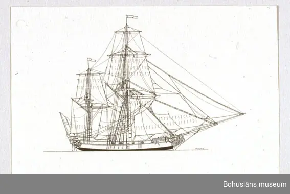 Montering/ram: Passepartout av tunn grå kartong; 55 x 66 cm, Svensk hukare från 1760-talet.
Övrig historik se UM72.26.001. 