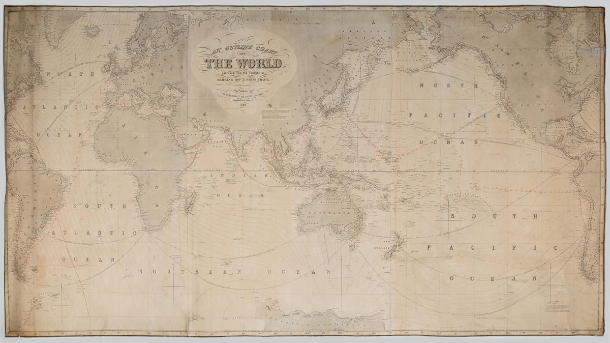 Världskarta, komturer med lots / bogser vägar