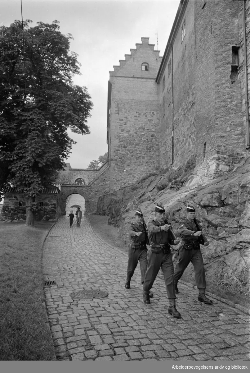 Den brolagte veien mot Akershus slott. August 1966