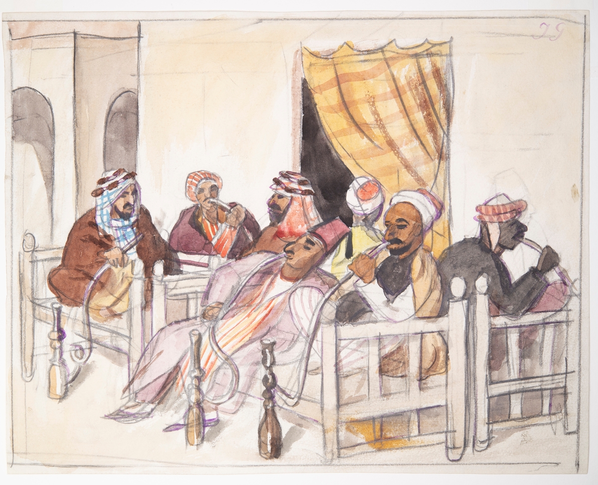 Basra, caféliv [Akvarellmålning]