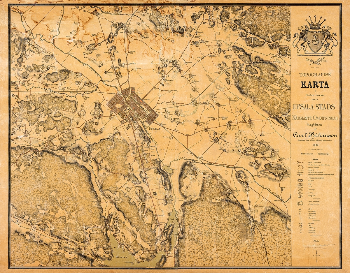 Karta Uppsala stad, original 1883 - Teleseum / DigitaltMuseum