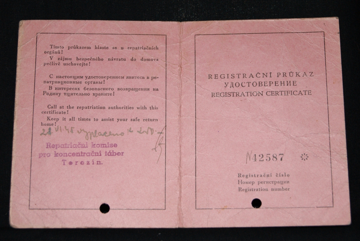 Repatrieringskort för Valentine Simon (född 20 december 1870) med önskemål om att återvända till Offenbach.