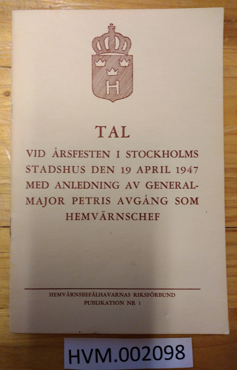 Häfte med tal, Gustaf Petri 1947