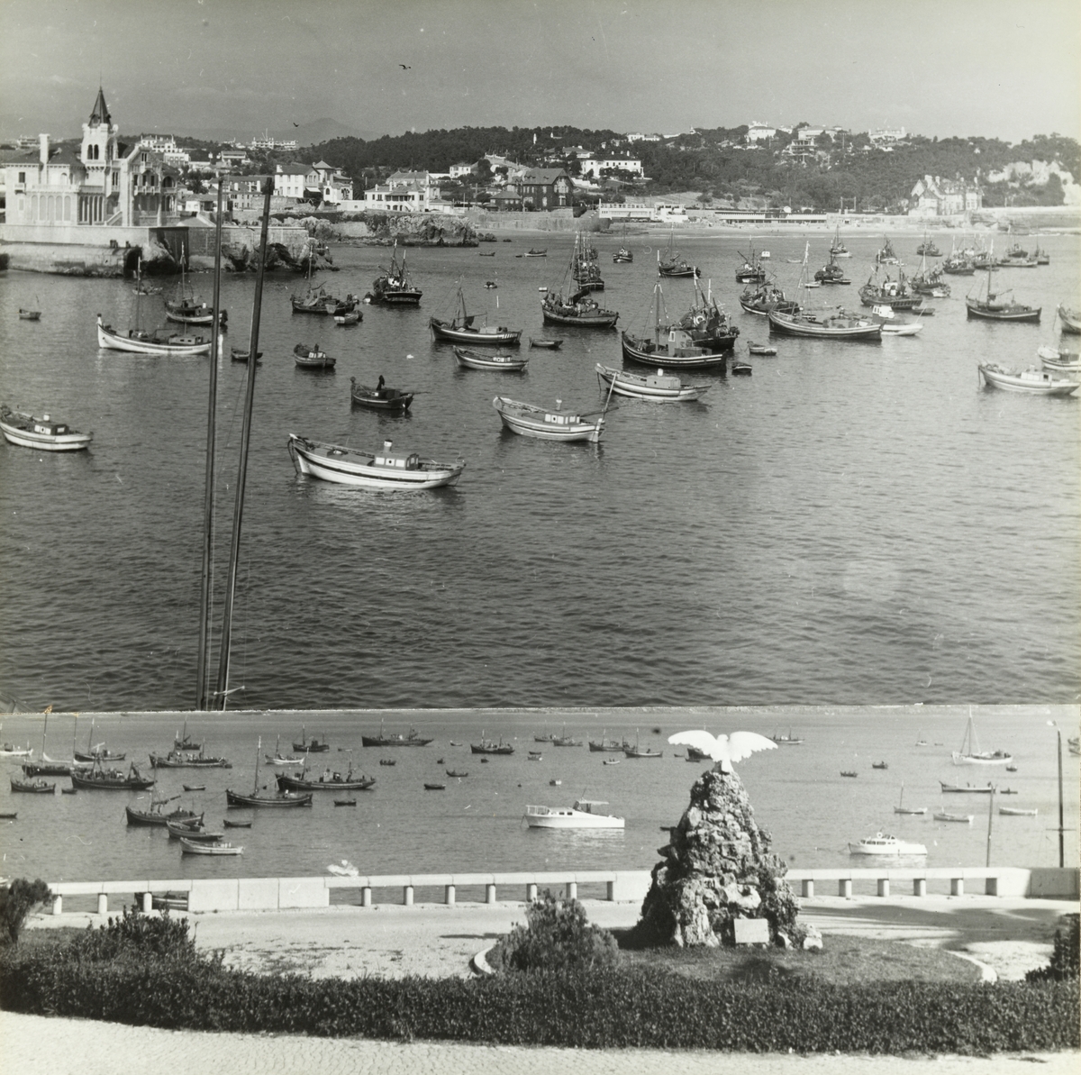 Utsikt over havnebassenget i Estoril/Cascais utenfor Lisboa. Fotografert under et cruise 1956.