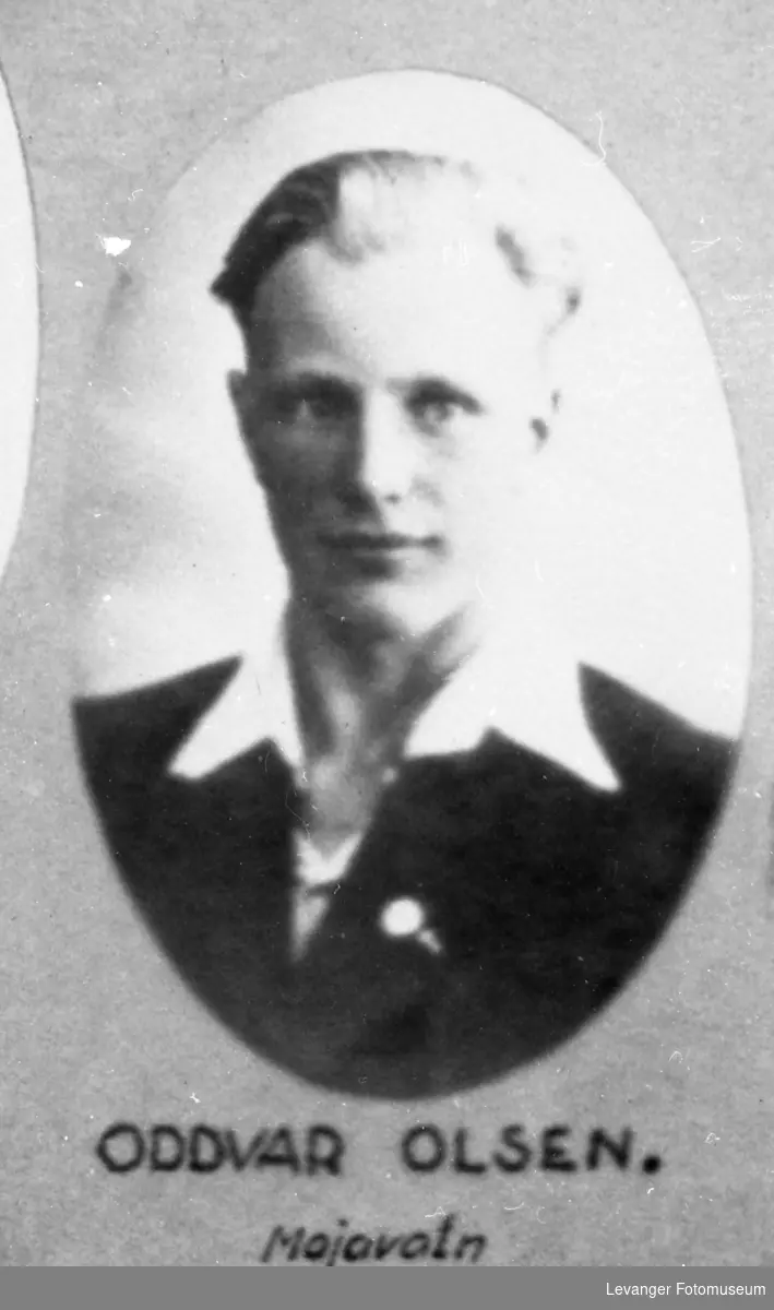 Portrett av Oddvar Olsen, fra Majavatn henrettet på Falstad under 2 verdenskrig, en av Majavatnofrene