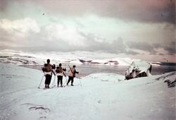 Soldater på ski ved Kirkenes med utsikt ut Langfjorden mot T