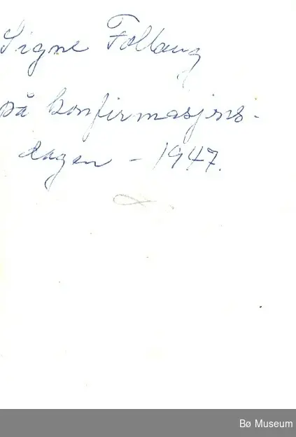 Signe Follaug på konfirmasjonsdagen i 1947