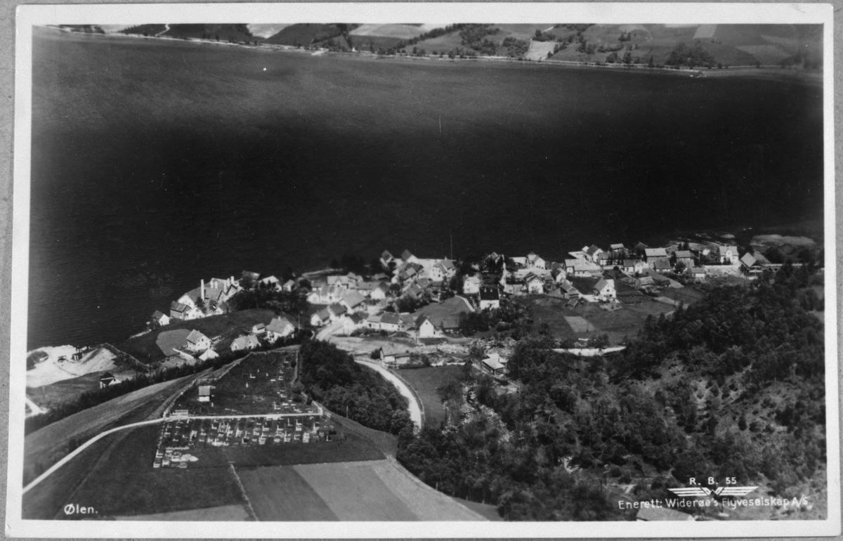 Flyfoto av Ølensjøen sett mot nordaust, 1930.