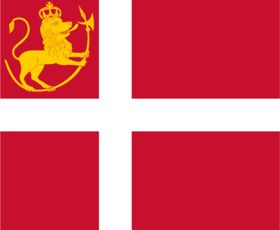 Norges flagg fra 1814 til 1821 er som det danske, men med den norske riksløven i hjørnet. (Foto/Photo)