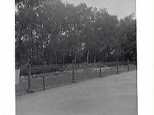 Järnvägsparken med kaktusplanteringen 1948 som då hade mönster med Varbergs stadsvapen.