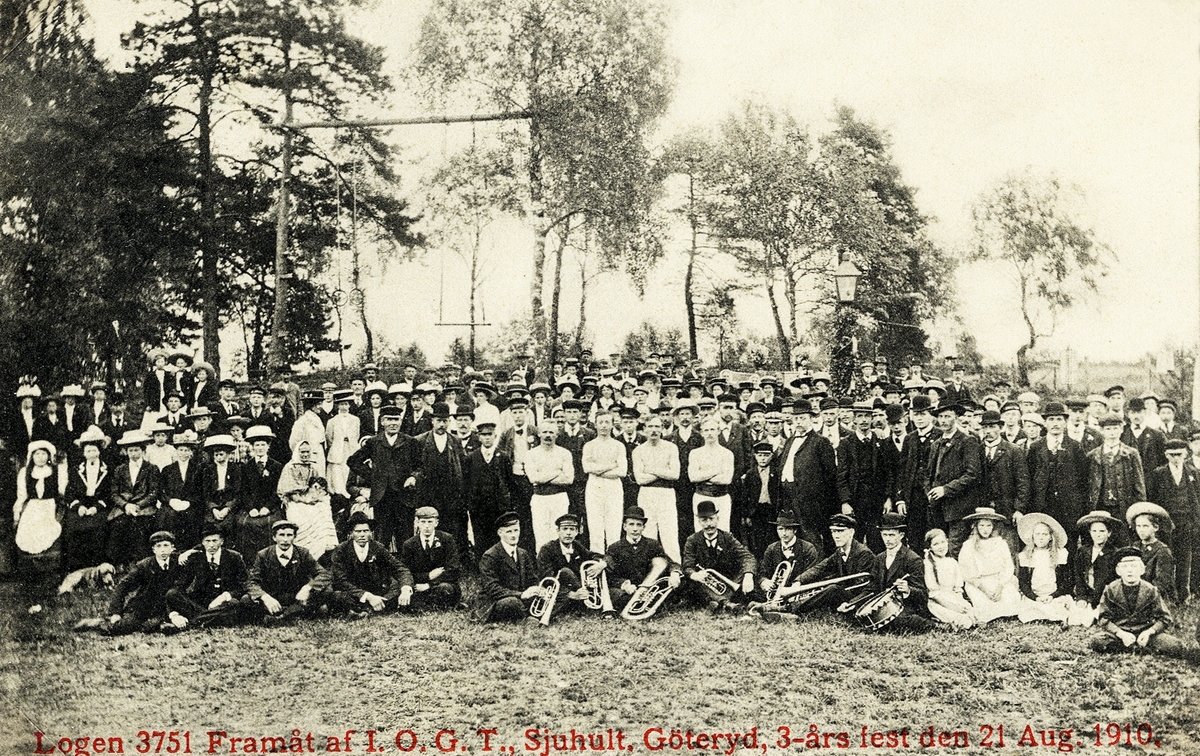 Logen 3751 Framåt av IOGT, Sjuhult, Göteryd. 
3-årsfest, 21 augusti 1910.