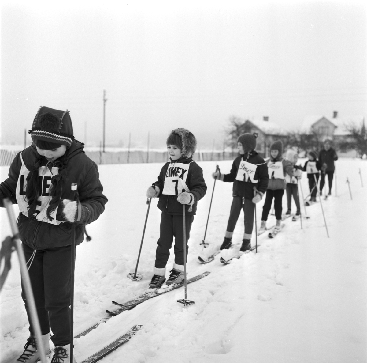 Skidskolestart i Tierp, Uppland 18 januari 1969