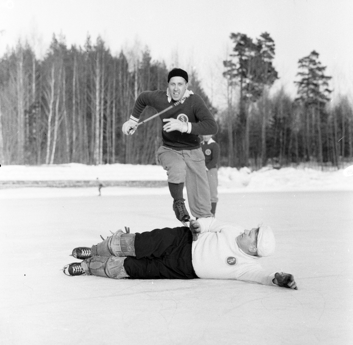 Skutskärsträning inför SM-finalen i bandy 1959.