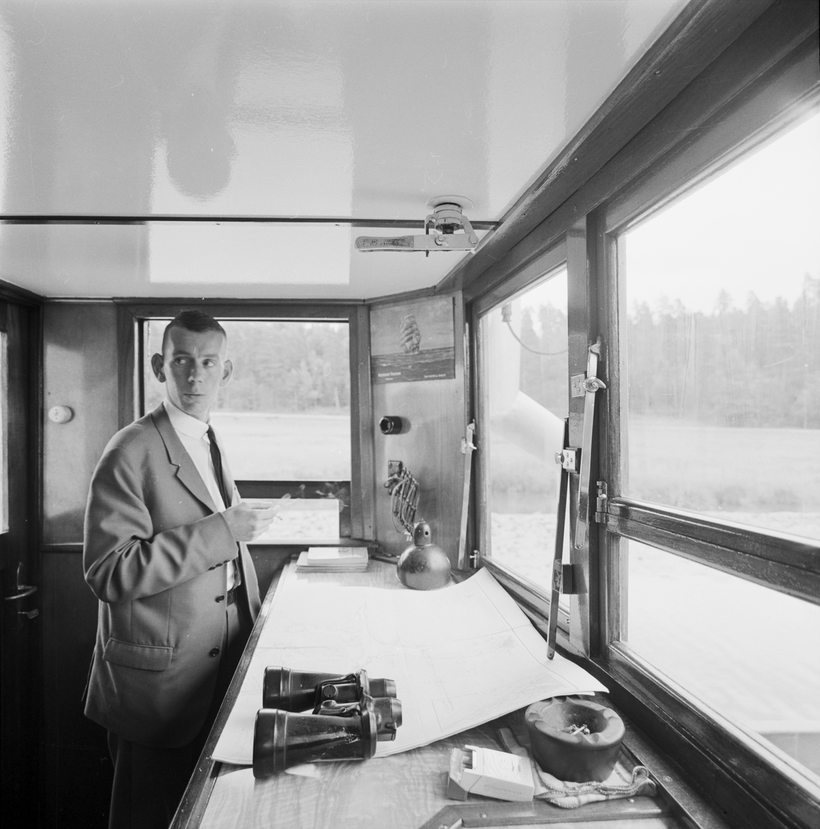 Ombord på "Annaliese Wehlen" från Hamburg, Fyrisån, Uppsala 1963