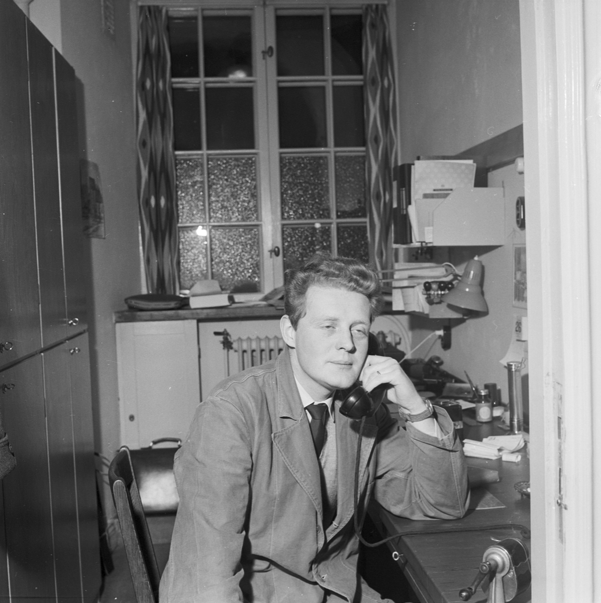 Institutionen för nordisk fornkunskap, Allan Fridell i telefon, Uppsala 1959