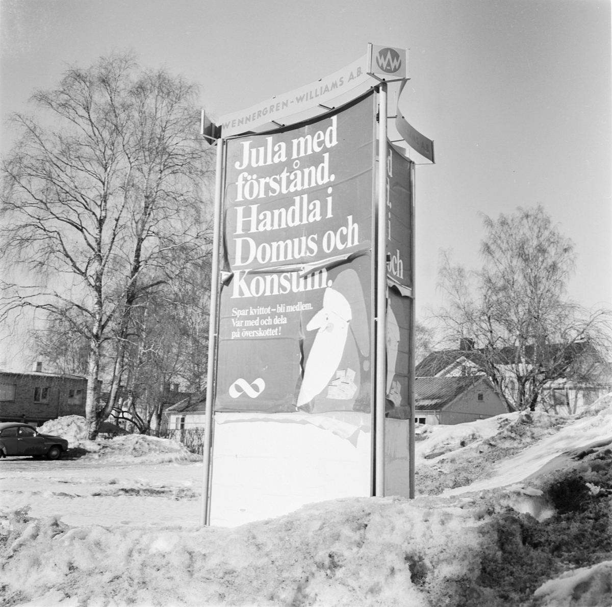 Reklam för Konsum, Tierp, Uppland 1969