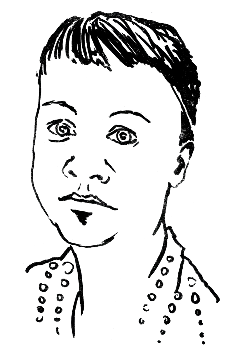Drawing illustrating a woman.