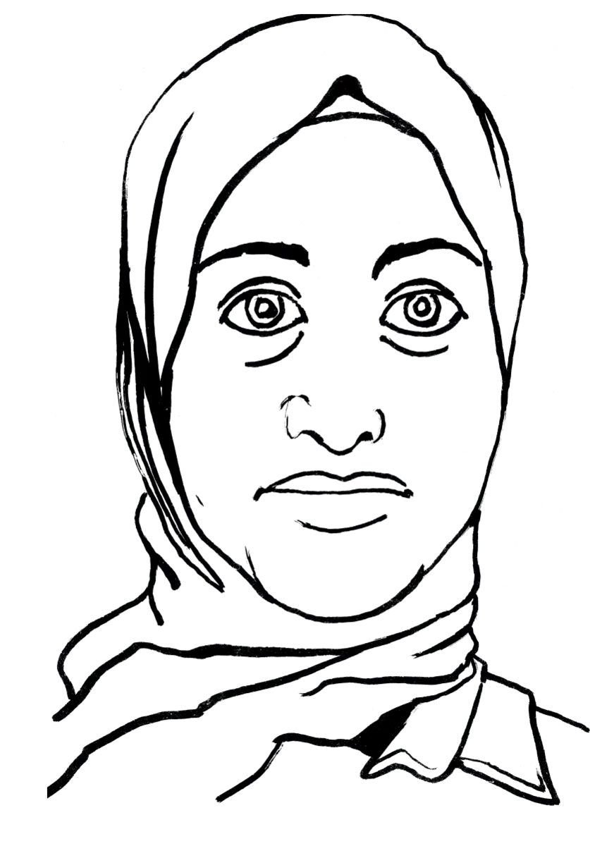 Drawing illustrating a woman.