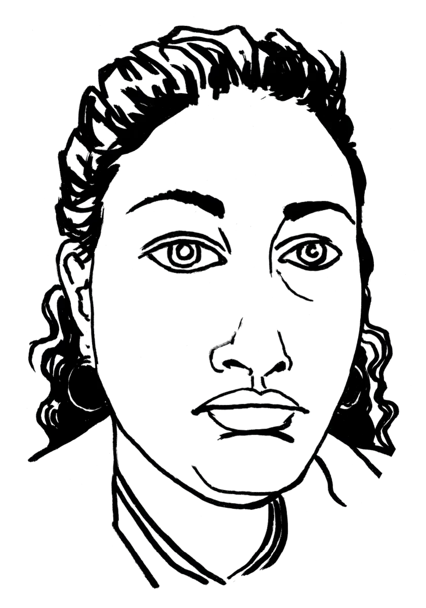 Drawing illustrating a woman.