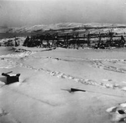 Sydvarangers verksted i ruiner, Kirkenes vinteren 1944/45.