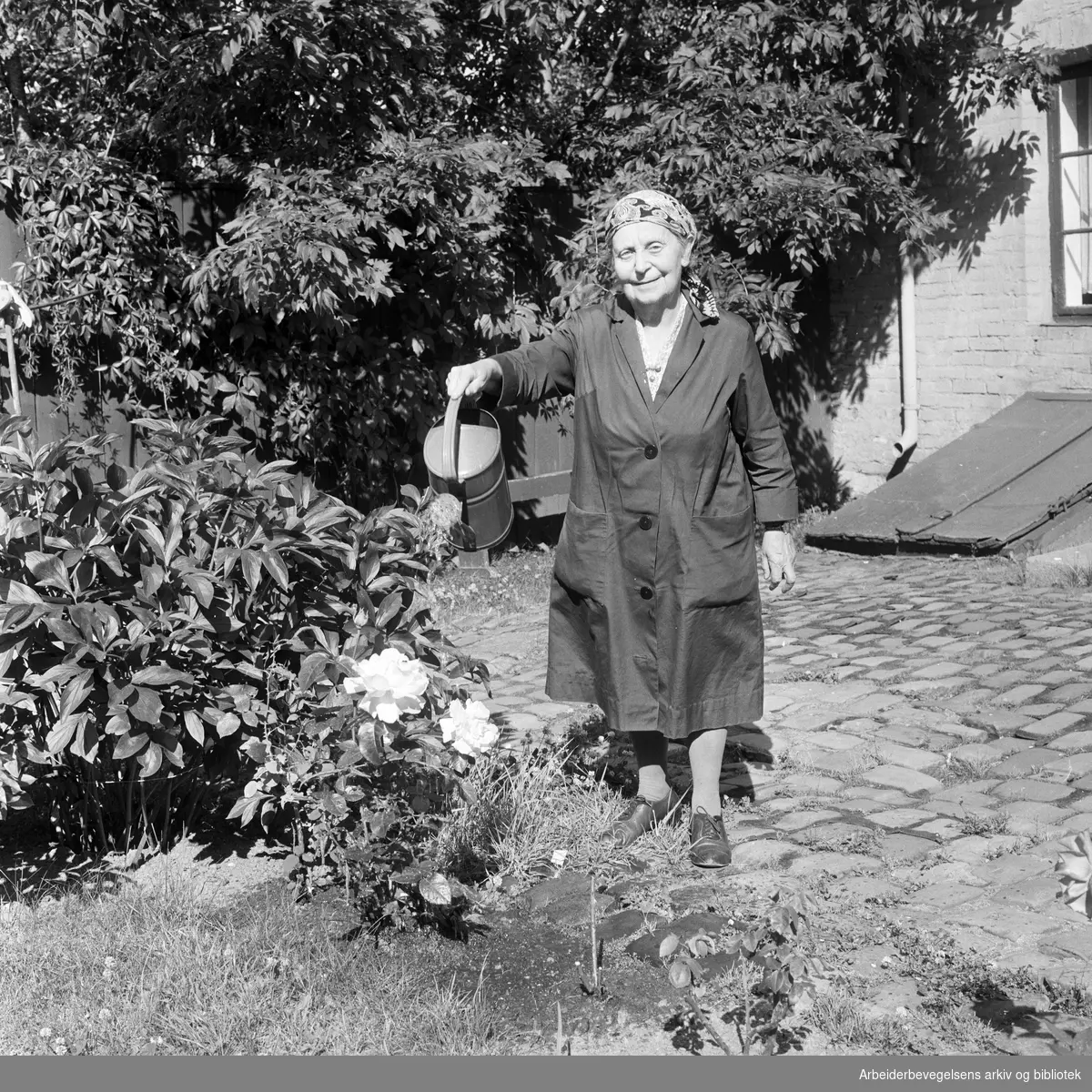Kjøpmann Shisengs hus i Sagveien 18. Frøken Shiseng steller fortsatt haven utenfor huset hvor hun har bodd siden hun var barn. Juli 1967