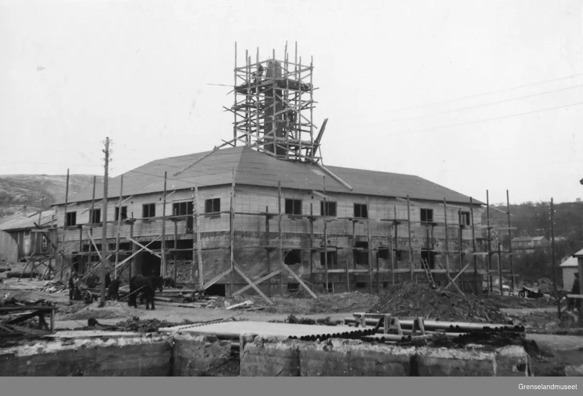 Fyrhuset i Kvartal 1 under bygging, 7. juni 1948.